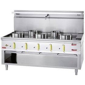 Fourneau wok 5 brûleurs avec rideau d'eau