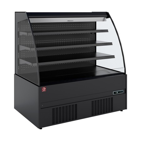 Meuble semi-mural réfrigéré, libre-service, ouvert, avec rideau - FULL BLACK